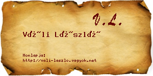 Váli László névjegykártya